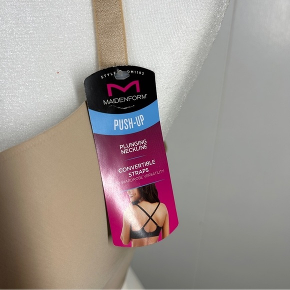 NEW Maidenform Push Up Plunging Neckline Beige Bra 38D - Picture 4 of 6